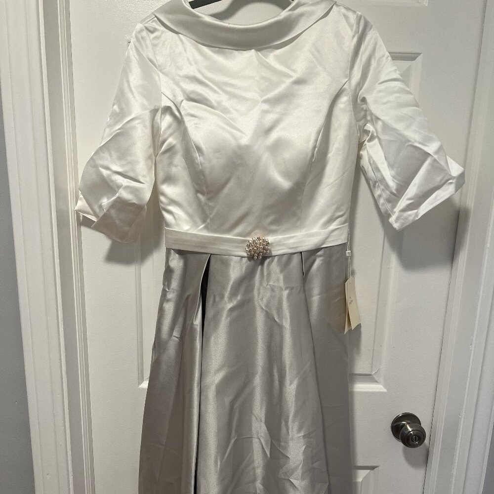 NWT - Lan Ting Bridal Dress - Size 10 - White/Gray